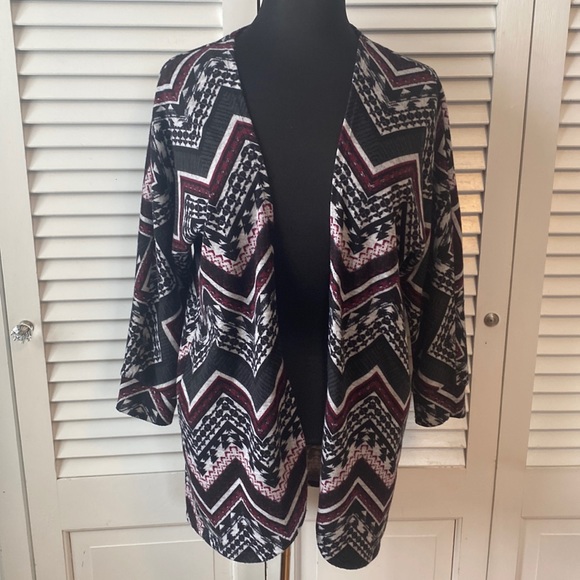 Vanity | Burgundy, Black and White Cardigan Sweater | Size Medium - Picture 1 of 4